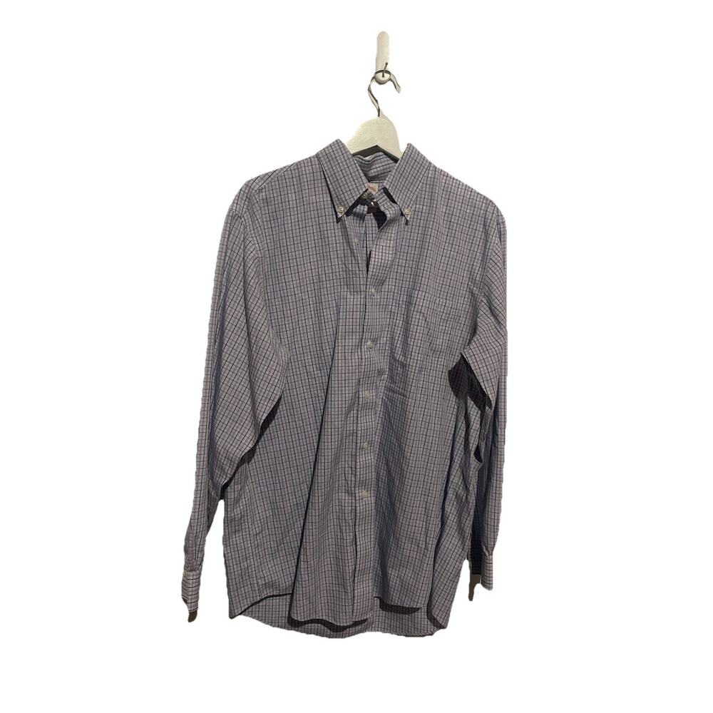Brooks Brothers Madison Shirt‎ Men 15.5- 34 Purple Blue Plaid Button Down Cotton
